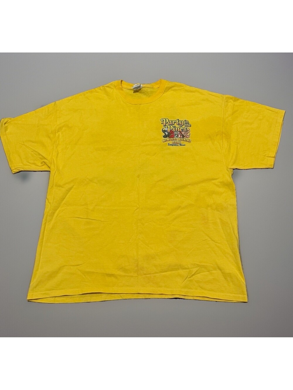 2012 Party in the Pines Memorial Weekend Rally T-Shirt Men's 2XL Yellow Biker